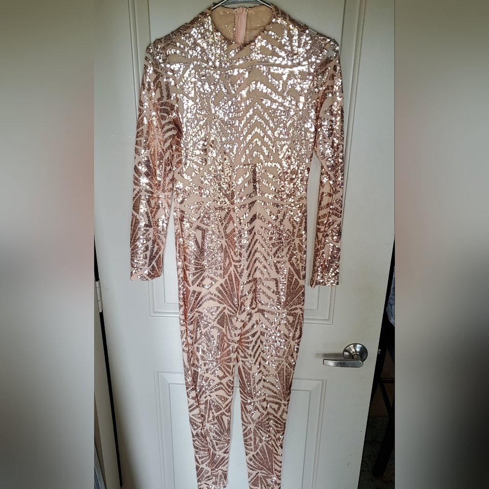 Rose Gold sequin jumpsuit